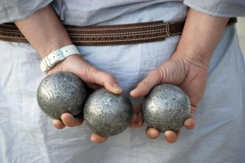 Playing jeu de boules Stock Photos