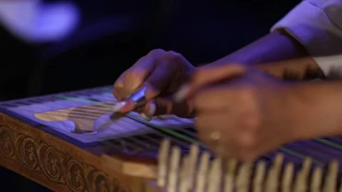 Playing the kanoon close up 1 Video stock 323803753