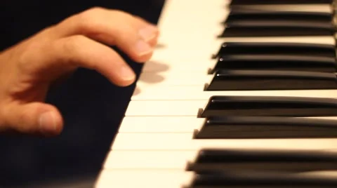 Playing keyboard hand close - up Stock Footage 40056128