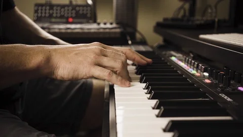 Playing Keyboard Slow Motion Video stock 101490307