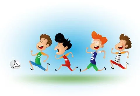 Playing with kite Stock Illustration