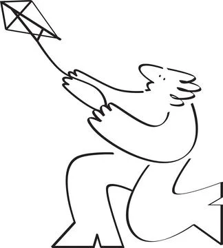Playing Kite Illustration 스톡 일러스트