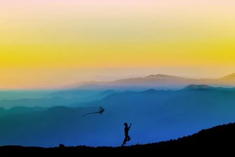 Playing kite Stock Photos