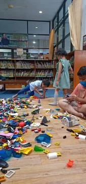 Playing Lego Bricks Stock Photos