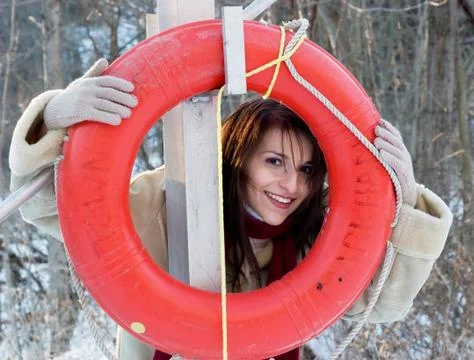 Playing with a life preserver Stock Photos