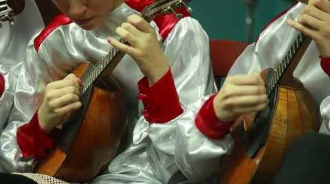 Playing the lute Stock Footage 22152748
