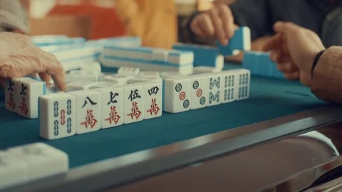 Playing Mahjong Stock Footage 83508740