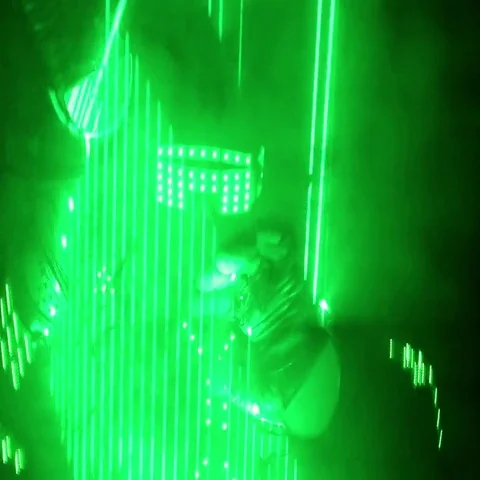 Playing Man laser with the laser in the smoke. Stock Footage 69717445