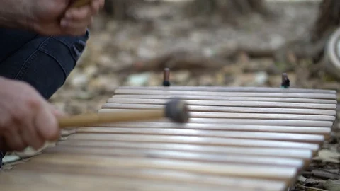 Playing the Maribm Musical Instrument Stock-Footage 106221453