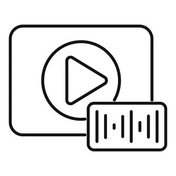 Playing multimedia audio video content line icon Stock Illustration