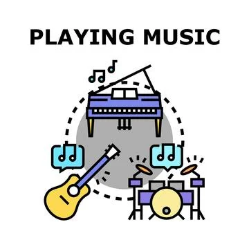 Playing music concept with various instruments illustration Stock Illustration