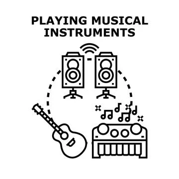 Playing musical instruments concept illustration Stock Illustration