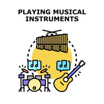 Playing musical instruments concept illustration Stock Illustration