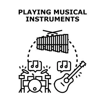 Playing musical instruments concept illustration Stock Illustration