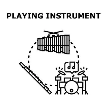 Playing musical instruments concept with various elements 스톡 일러스트