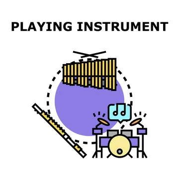 Playing musical instruments concept with various elements Stock-Illustration