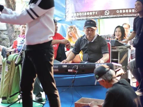 Playing musical instruments. Stock Photos