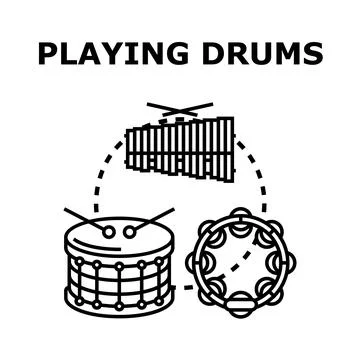 Playing musical percussion instruments for rhythmic sound Stock Illustration