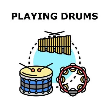 Playing musical percussion instruments for rhythmic sound Stock Illustration