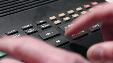 Playing Old Drum Machine Equipment Stock Footage 237646050