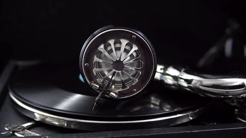 Playing The Old Gramophone. Stock Footage 81031713