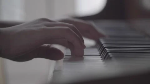 Playing an old piano, close up Stock Footage 55343695
