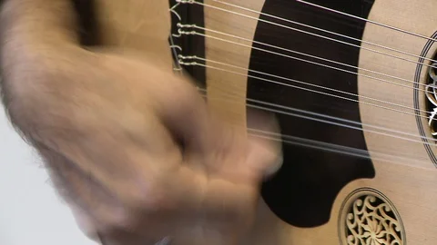 Playing oud close-up hand, Turkish music instrument Stock Footage 86822358