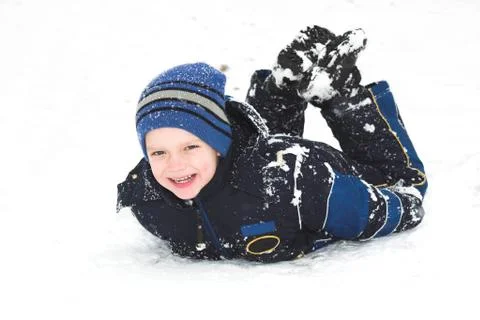 Playing outside in the winters Stock Photos