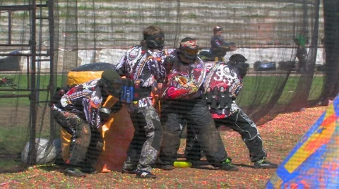 Playing Paintball  Stock Footage 3629066
