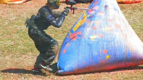 Playing Paintball  Stock Footage 3633367