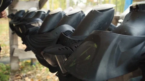 Playing paintball in the Woods Stock Footage 93330209