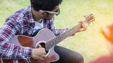 Playing perfect riff. Stock Photos
