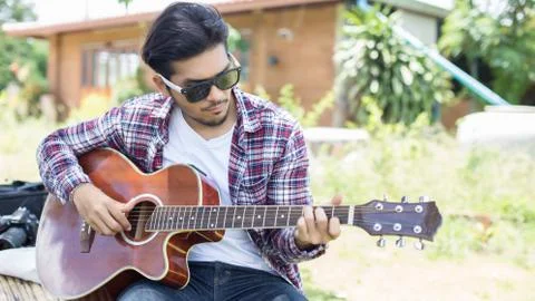 Playing perfect riff. Stock Photos