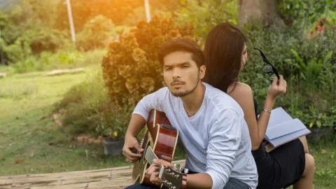 Playing perfect riff. Stock Photos