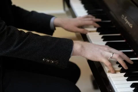Playing the piano close up Stock Photos