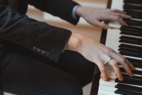 Playing the piano close up Stock Photos