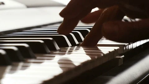 Playing Piano Hands close up Stock Footage