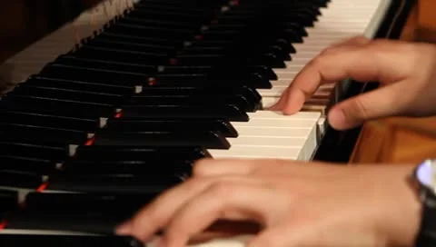 Playing Piano (hands only) Stock Footage 8962216