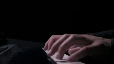 Playing Piano Keys, Hands Close up Stock Footage 81907873