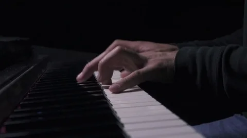 Playing Piano Keys, Hands Close up Stock Footage 81916914