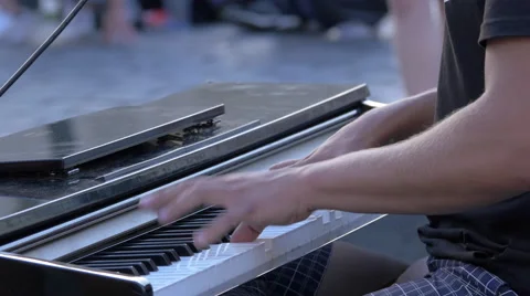 Playing the piano in the Old Town Square, Prague Stock Footage 55874746