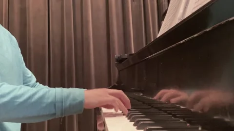 Playing Piano on Stage Stock Footage 253209833
