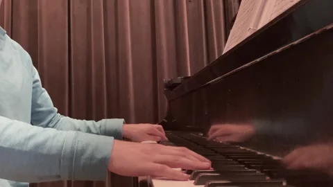 Playing Piano on Stage Stock Footage 253213119