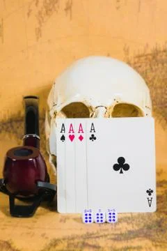 Playing poker dice Stock Photos
