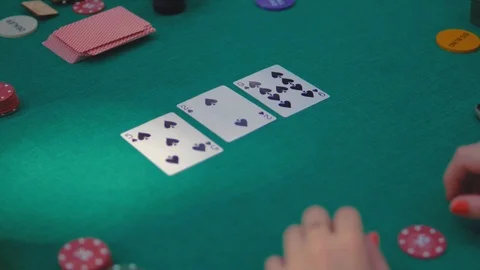 Playing at the poker table. Slow Motion. Stock Footage 94911836