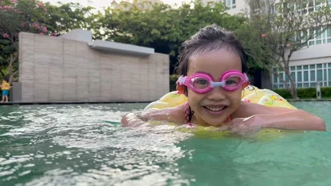 Playing at pool Stock Footage 174855161