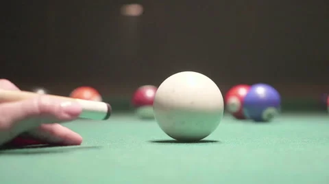 Playing pool/ pocket billiards - Shot01 - CC Video stock 63954595