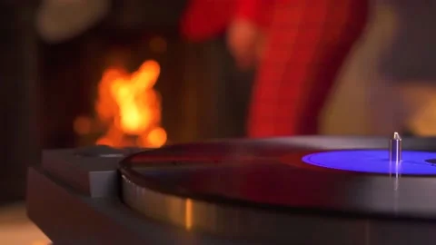Playing record during work Stock Footage 161305077