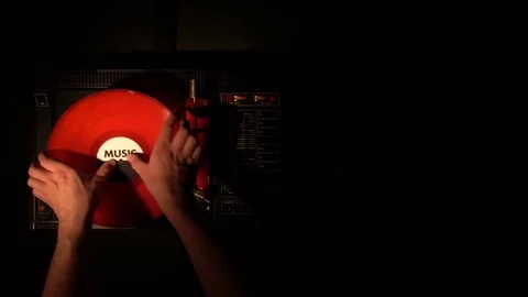 Playing record on gramophone 4k. Stock Footage 75944129