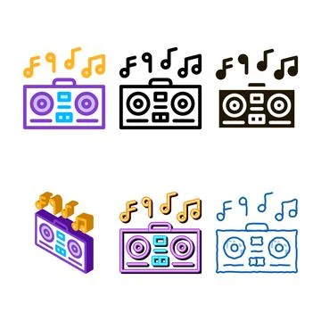 Playing record player and musical notes vector mix Stockillustratie